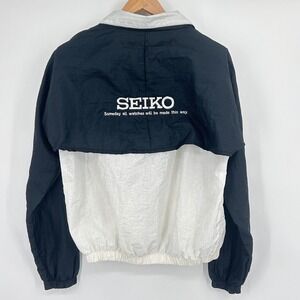 Vtg 90s SEIKO Windbreaker Mens Medium Jacket Watch Promo‎ Augusta Made in USA